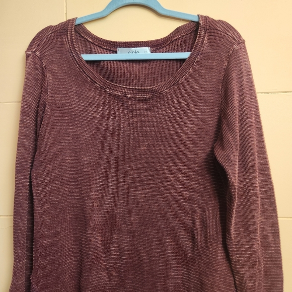 Able maroon longsleeve mini dress size large womens boho thermal waffle - Picture 3 of 6